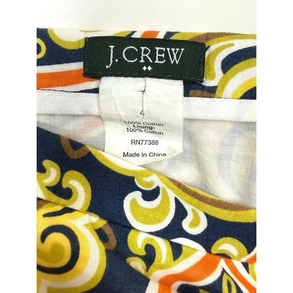 J. Crew Printed A-line Cotton Skirt